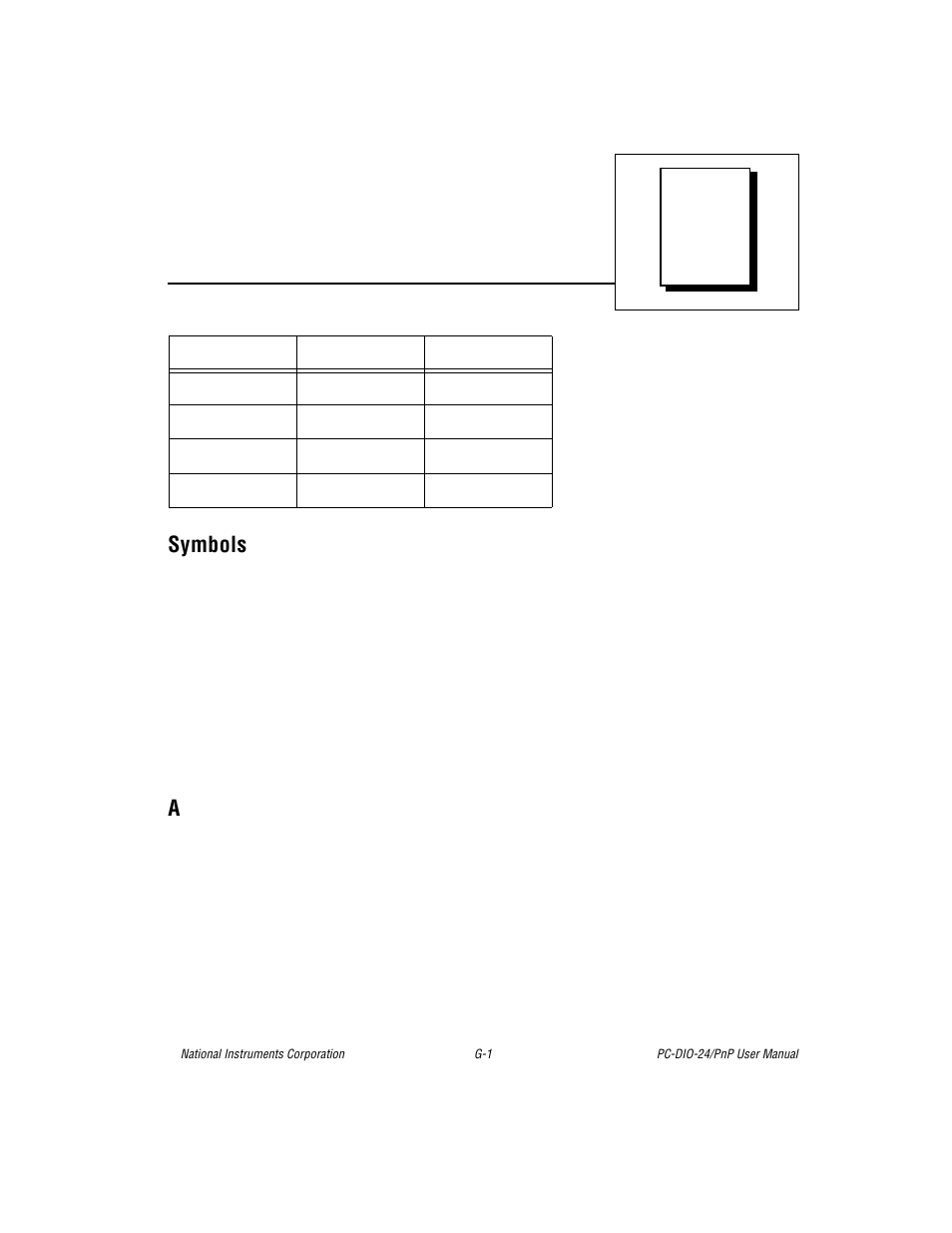 Glossary, Symbols | National Instruments PC-DIO-24/PnP User Manual | Page 96 / 107