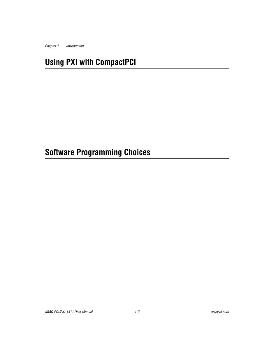 Using pxi with compactpci, Software programming choices | National Instruments PCI-1411 User Manual | Page 10 / 48