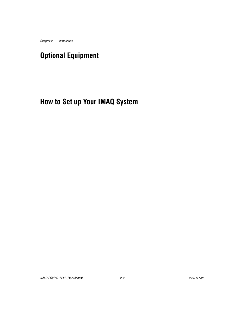 Optional equipment, How to set up your imaq system | National Instruments PCI-1411 User Manual | Page 16 / 48