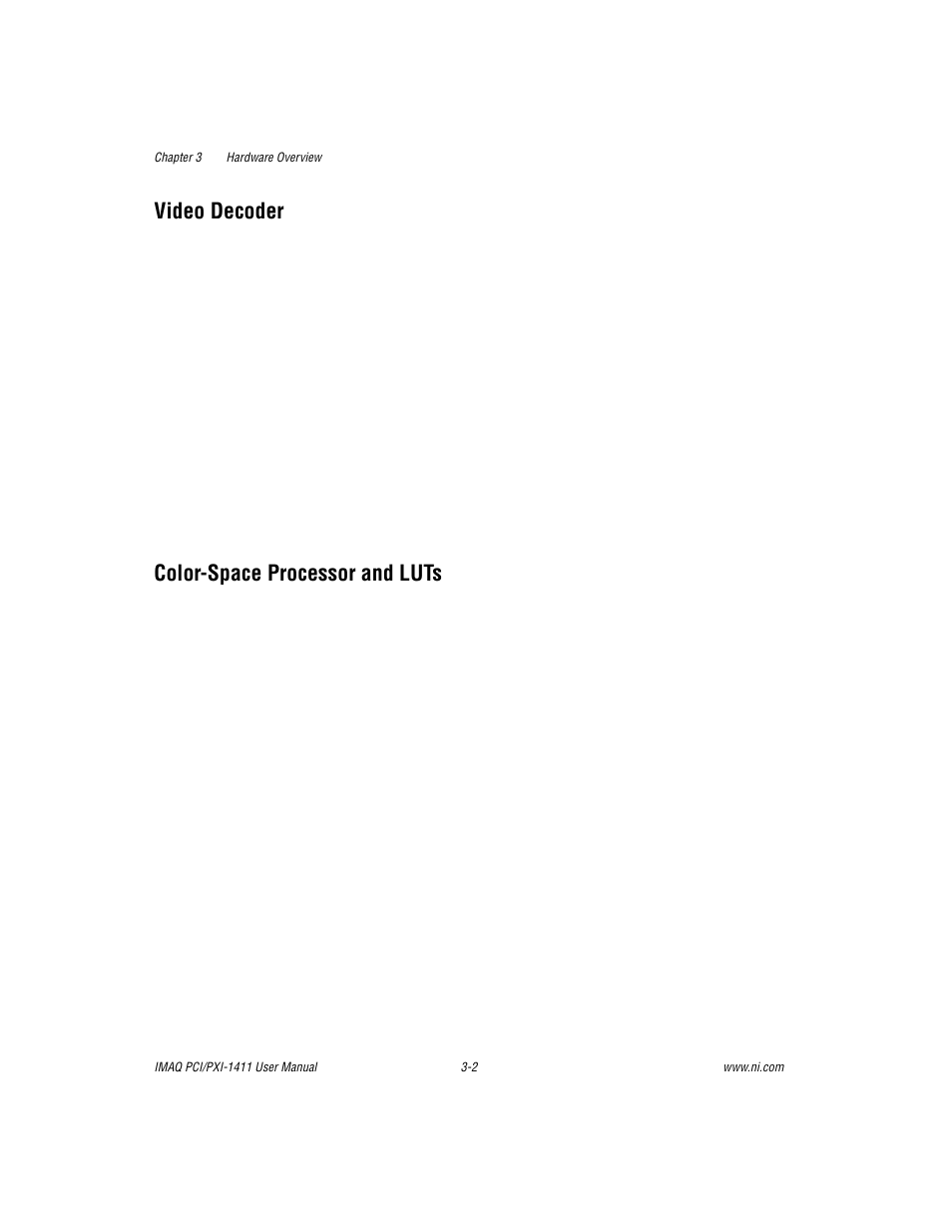 Video decoder, Color-space processor and luts, Video decoder -2 color-space processor and luts -2 | National Instruments PCI-1411 User Manual | Page 21 / 48