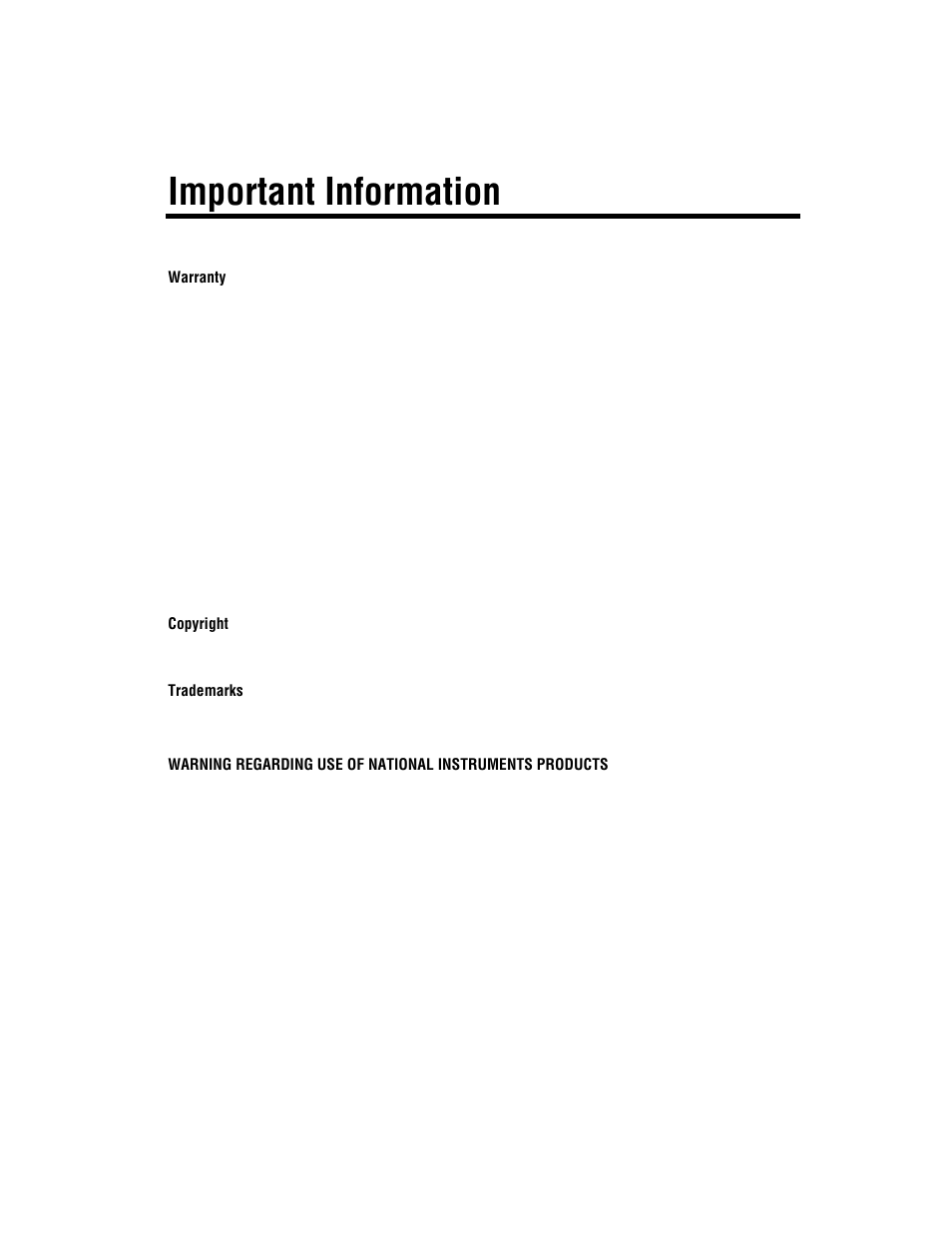 Important information, Warranty, Copyright | Trademarks | National Instruments PCI-1411 User Manual | Page 3 / 48