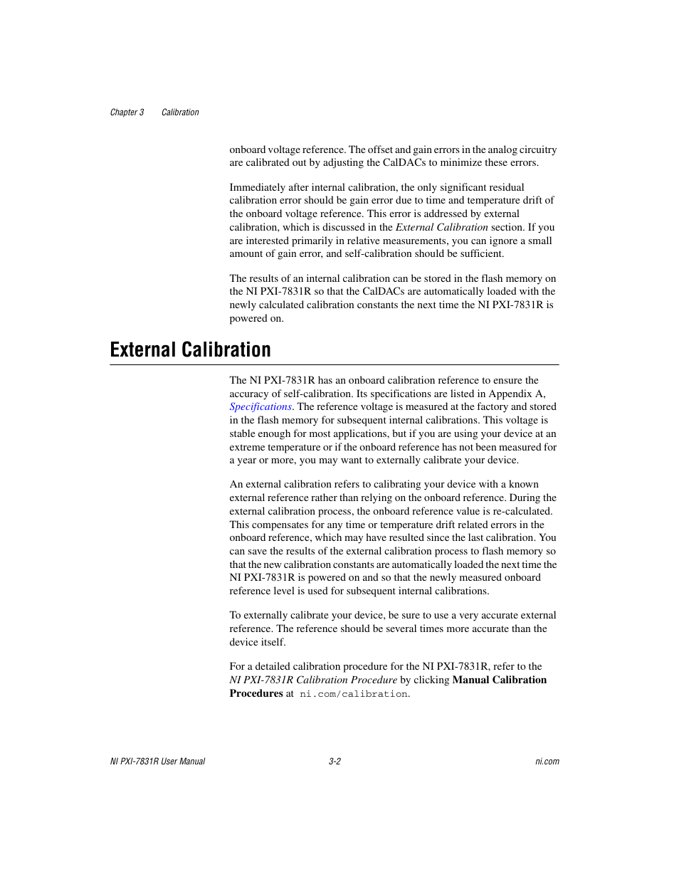 External calibration, External calibration -2 | National Instruments NI PXI-7831R User Manual | Page 45 / 73