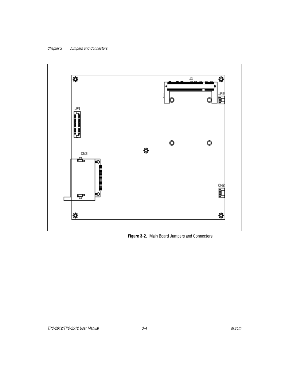 Figure 3-2. main board jumpers and connectors | National Instruments Touch Panel Computer TPC-2012 User Manual | Page 17 / 49