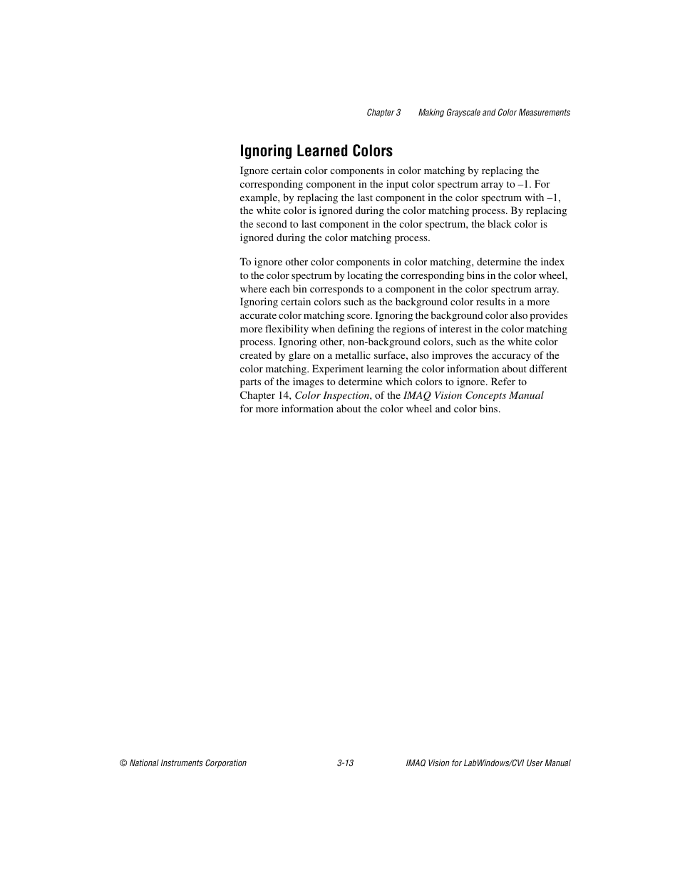 Ignoring learned colors, Ignoring learned colors -13 | National Instruments IMAQ Vision for LabWindows TM /CVI User Manual | Page 42 / 119