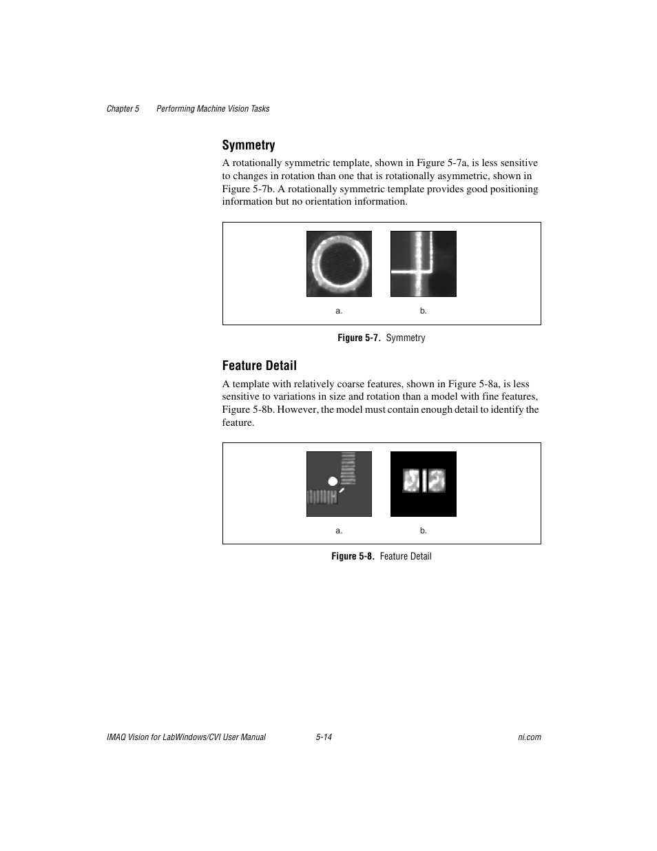 Figure 5-7. symmetry, Figure 5-8. feature detail, Symmetry | Feature detail | National Instruments IMAQ Vision for LabWindows TM /CVI User Manual | Page 66 / 119
