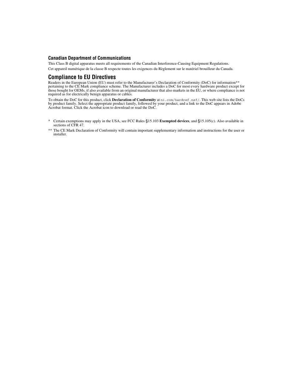 Compliance to eu directives | National Instruments PXI NI 8171 Series User Manual | Page 5 / 73