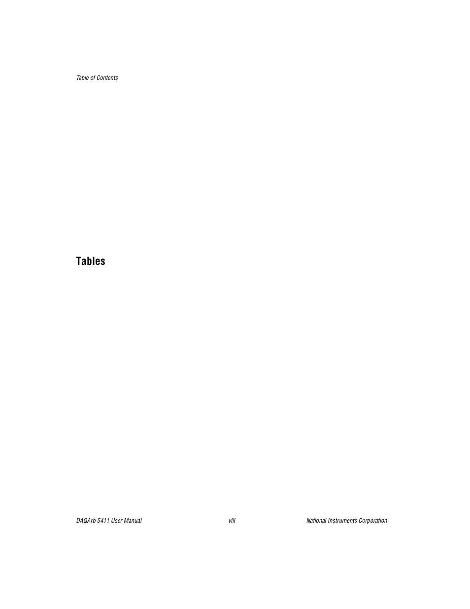 Tables | National Instruments 5411 User Manual | Page 7 / 84