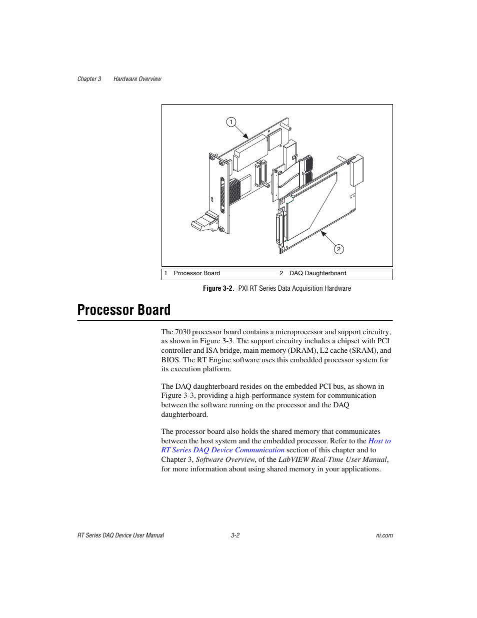 Processor board, Processor board -2 | National Instruments RT Series User Manual | Page 18 / 36