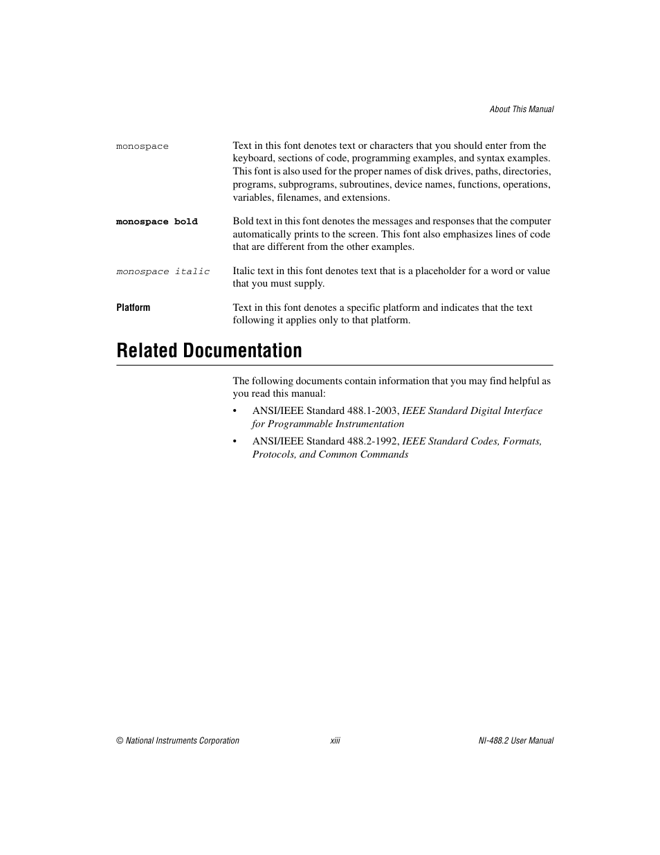 Related documentation | National Instruments NI-488.2 User Manual | Page 11 / 134