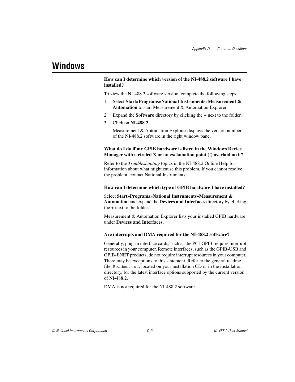 Windows | National Instruments NI-488.2 User Manual | Page 116 / 134