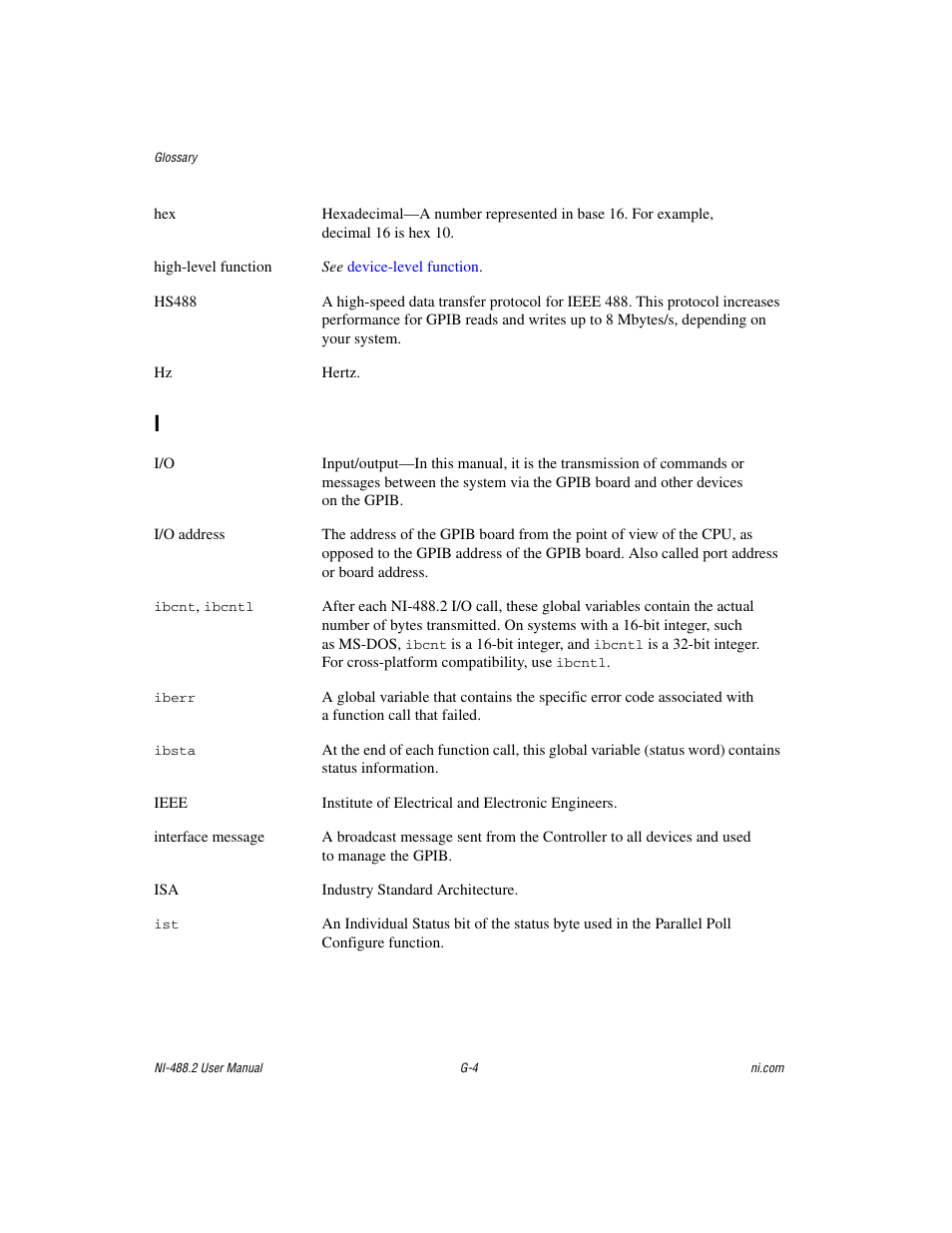 I/o address | National Instruments NI-488.2 User Manual | Page 121 / 134