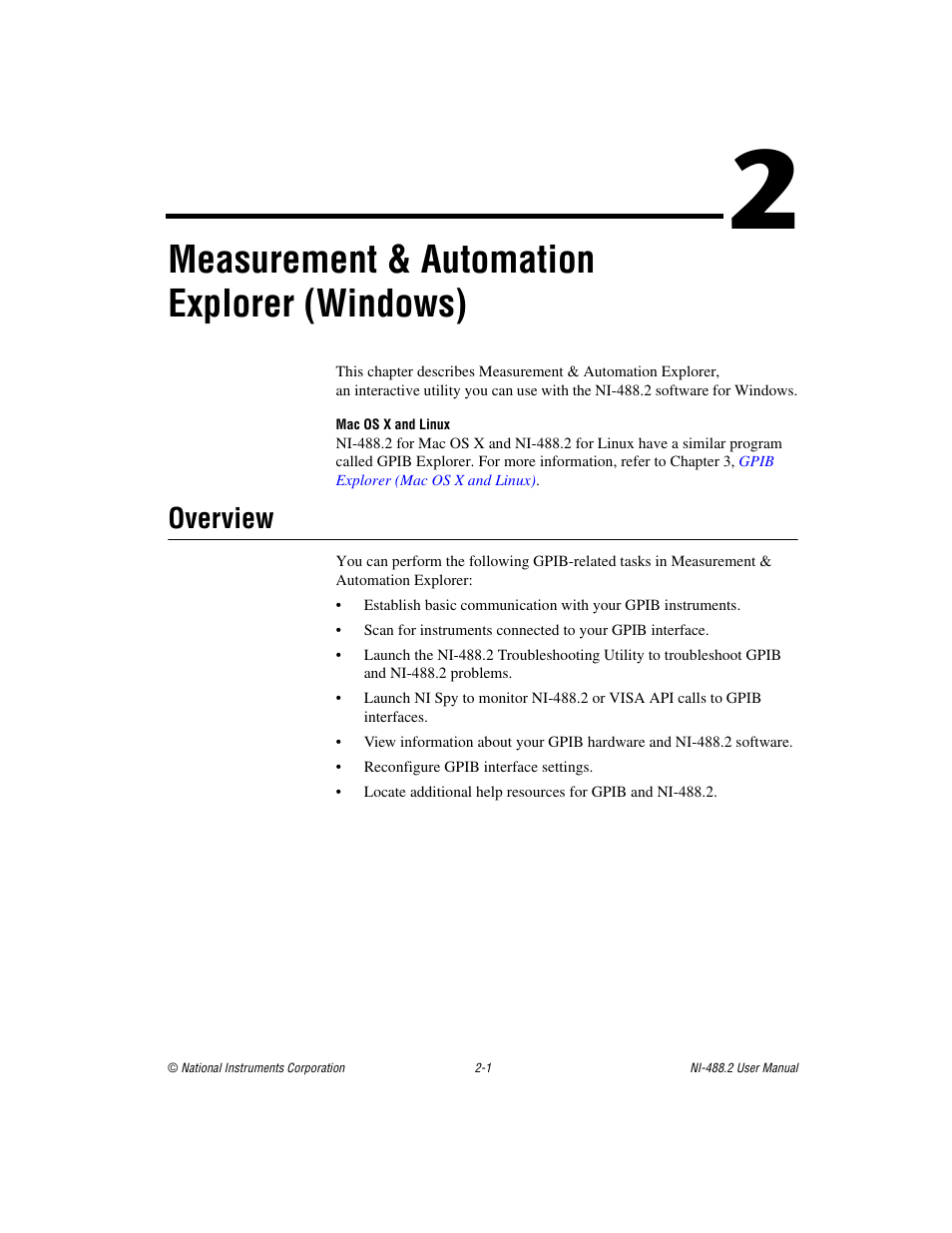 Overview, Overview -1, Measurement & automation explorer (windows) | National Instruments NI-488.2 User Manual | Page 15 / 134