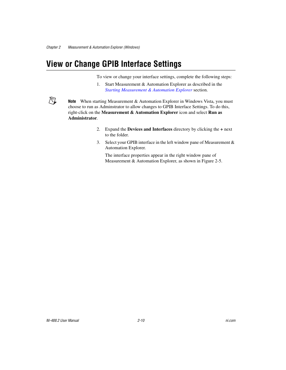 View or change gpib interface settings, View or change gpib interface settings -10 | National Instruments NI-488.2 User Manual | Page 24 / 134