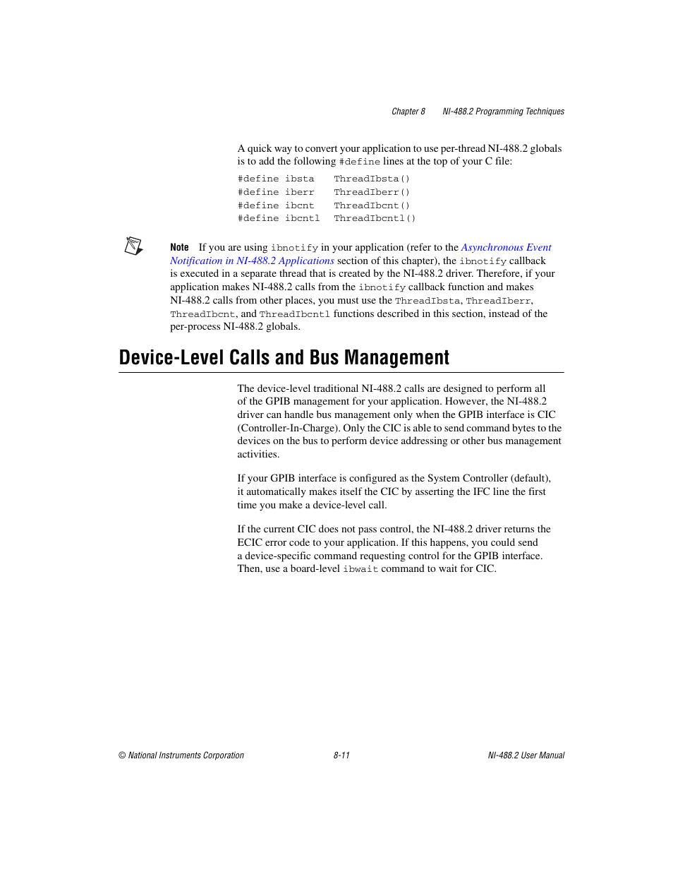 Device-level calls and bus management, Device-level calls and bus management -11 | National Instruments NI-488.2 User Manual | Page 83 / 134