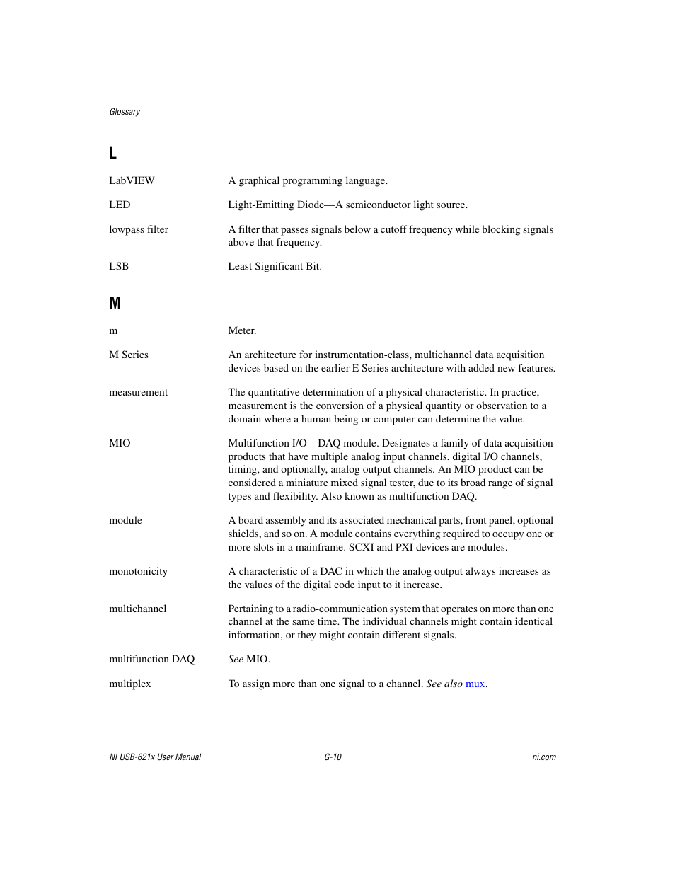 National Instruments Data Acquisition Device NI USB-621x User Manual | Page 168 / 185