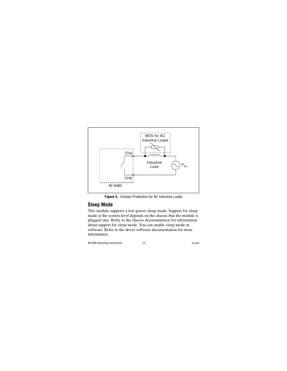 Sleep mode | National Instruments 8-Channel Solid-State Relay (SSR) Digital Output NI 9485 User Manual | Page 12 / 23