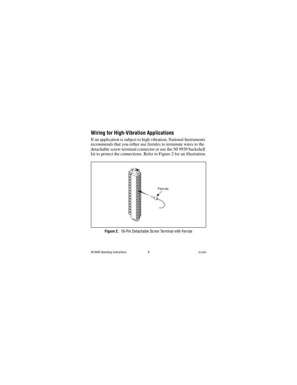 Wiring for high-vibration applications | National Instruments 8-Channel Solid-State Relay (SSR) Digital Output NI 9485 User Manual | Page 8 / 23