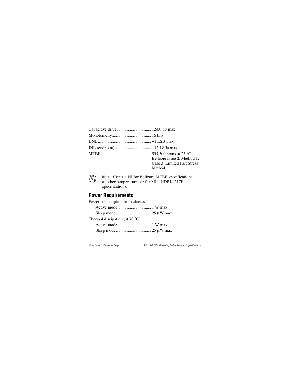 Power requirements | National Instruments NI 9264 User Manual | Page 15 / 24