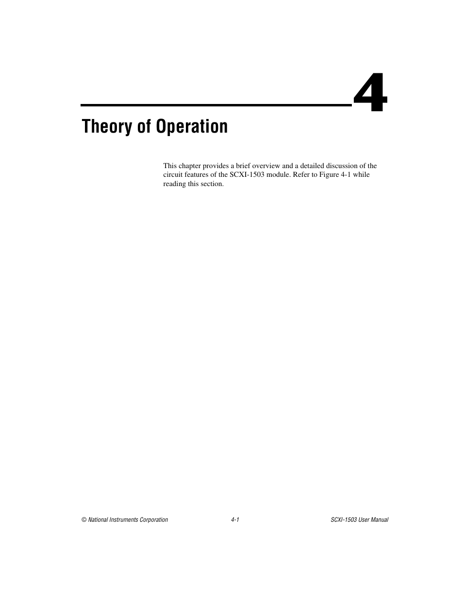 Chapter 4 theory of operation, Chapter 4, Theory of operation | For ac, Ter 4 | National Instruments Module SCXI-1503 User Manual | Page 31 / 79