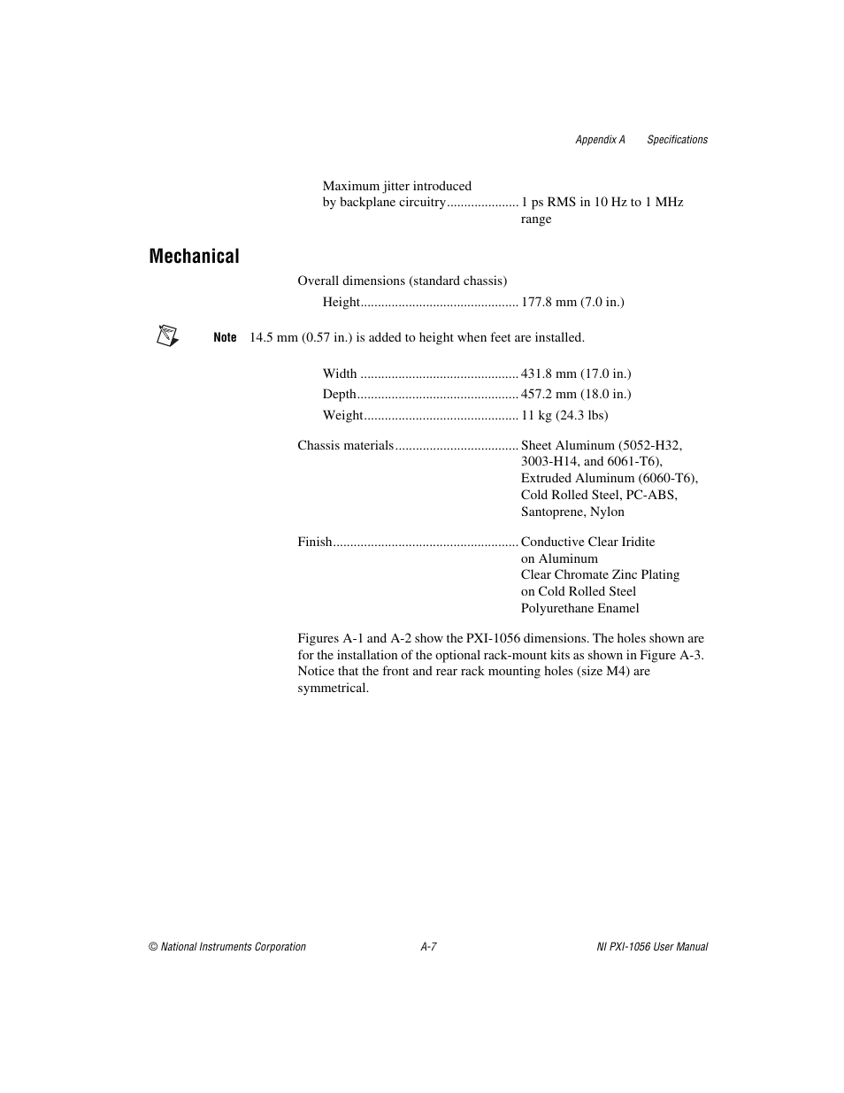 Mechanical | National Instruments NI PXI-1056 User Manual | Page 43 / 65