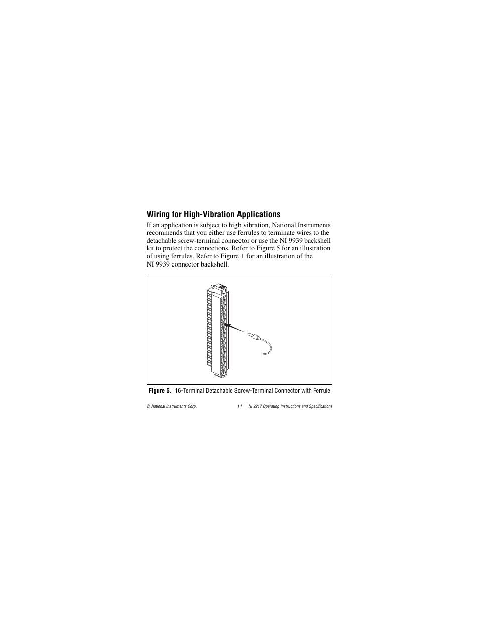 Wiring for high-vibration applications | National Instruments NI 9217 User Manual | Page 11 / 28