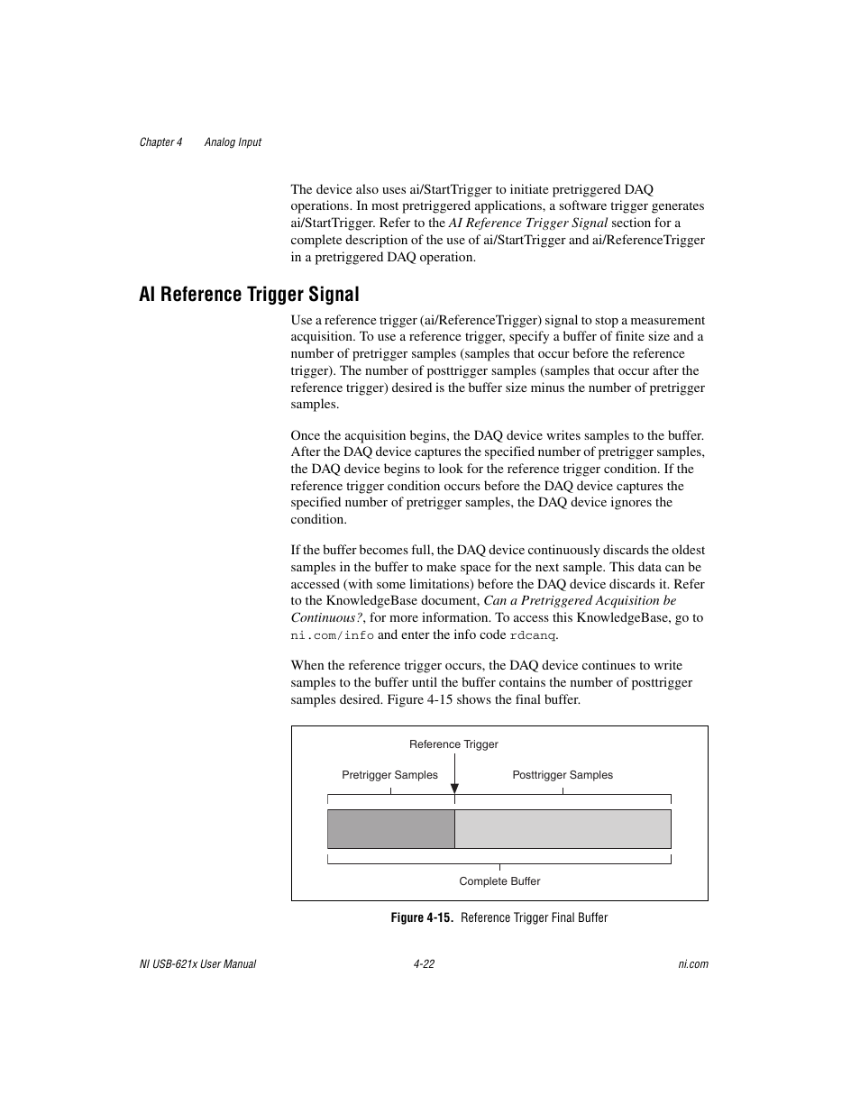 Ai reference trigger signal, Figure 4-15. reference trigger final buffer, Ai reference trigger signal -22 | National Instruments NI USB-621x User Manual | Page 48 / 178