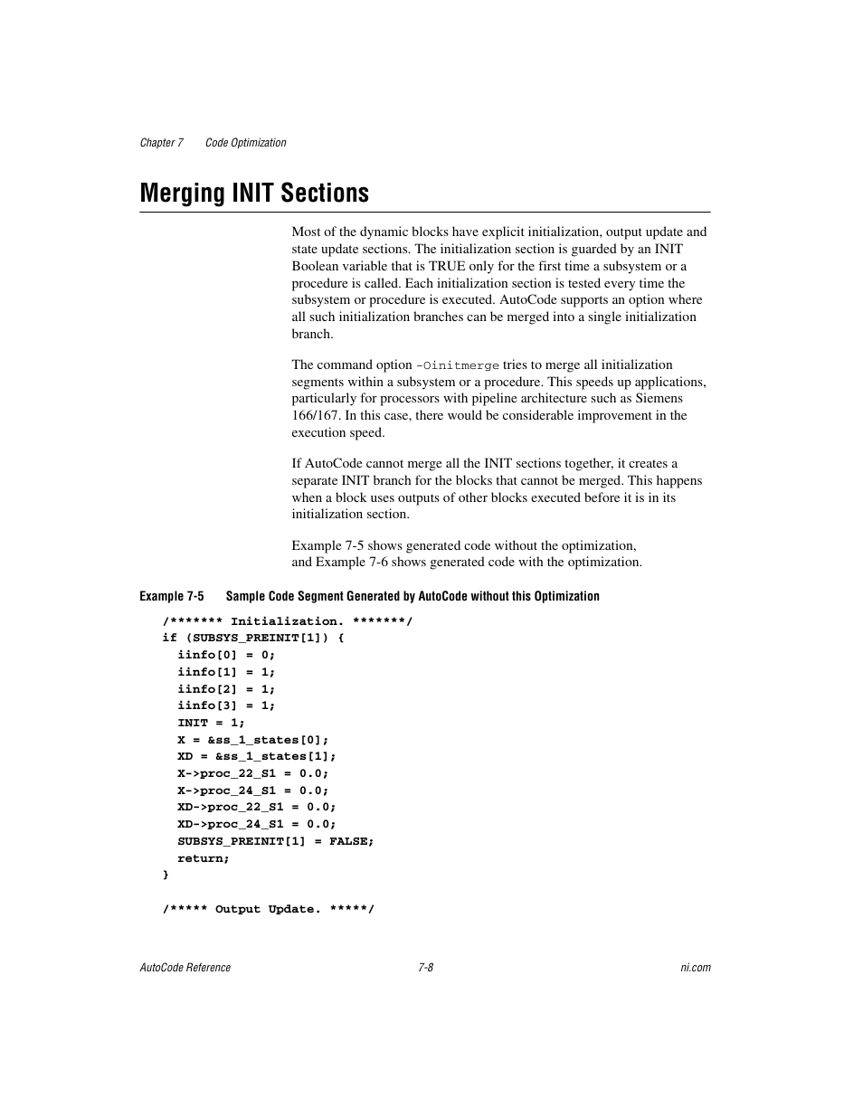 Merging init sections, Merging init sections -8 | National Instruments AutoCode NI MATRIX User Manual | Page 199 / 250