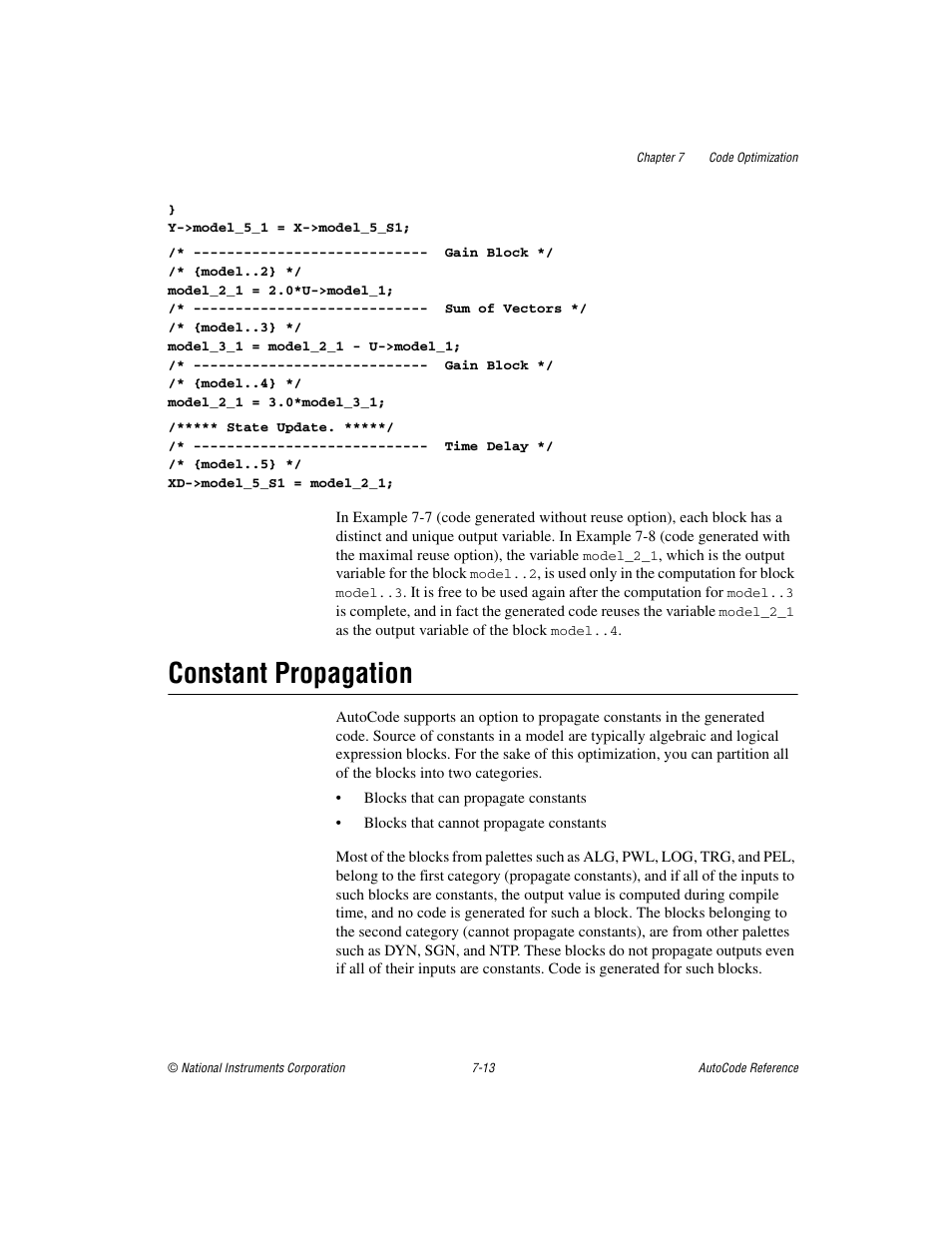 Constant propagation, Constant propagation -13 | National Instruments AutoCode NI MATRIX User Manual | Page 204 / 250