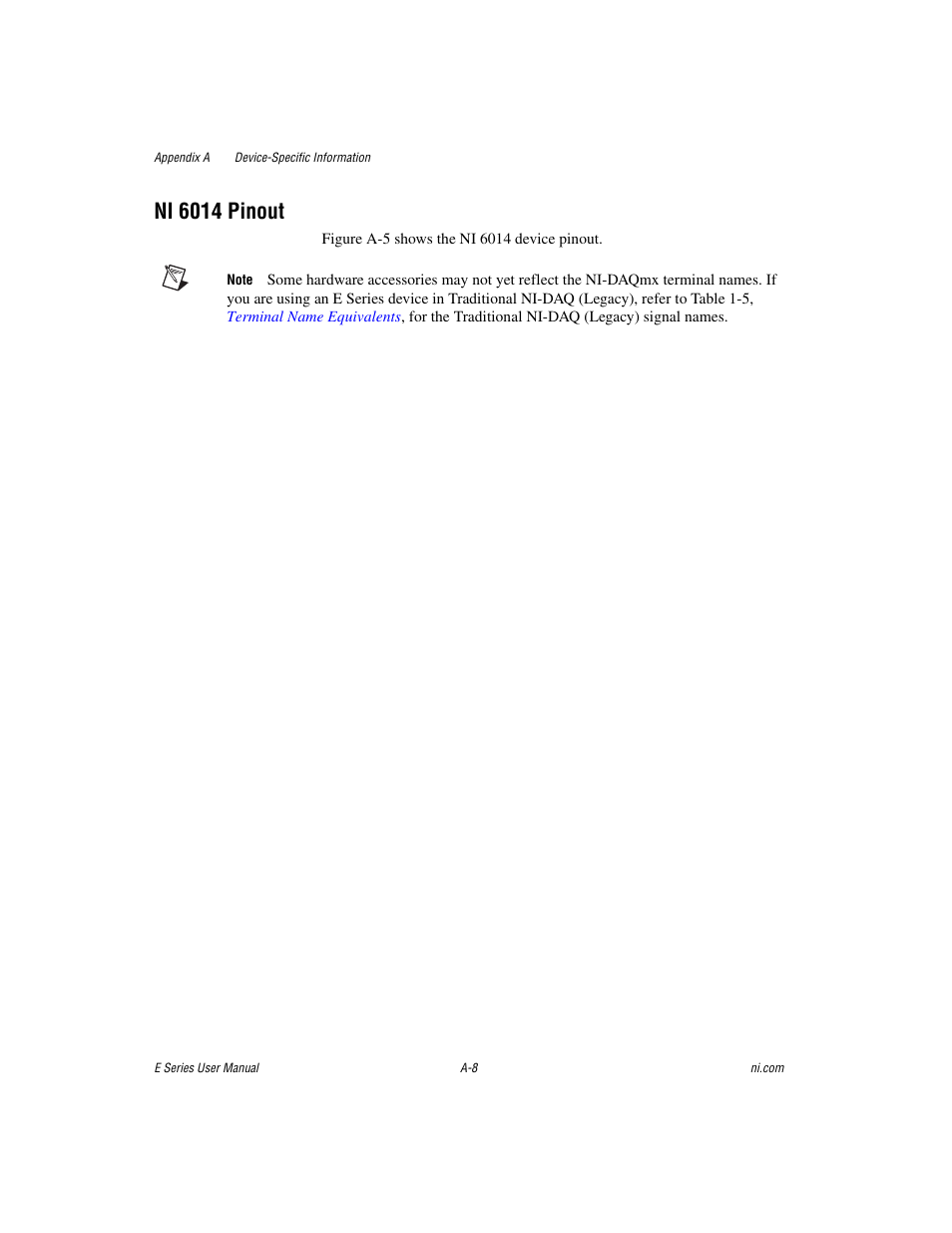 Ni 6014 pinout | National Instruments Data Acquisition Device E Series User Manual | Page 143 / 264