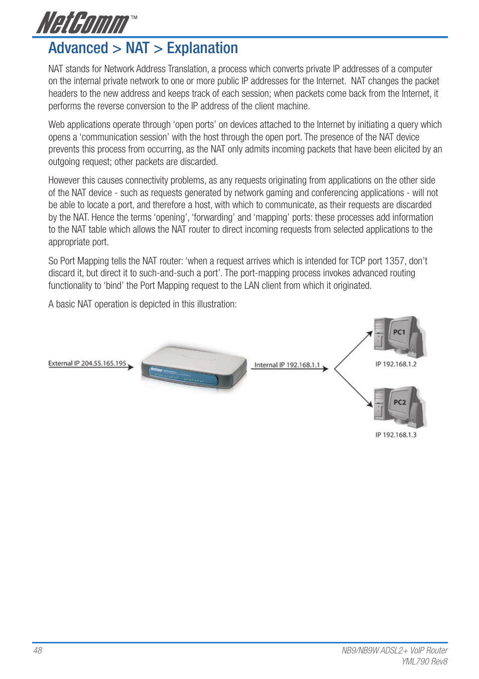 Advanced > nat > explanation | Netcom NB9 User Manual | Page 48 / 84