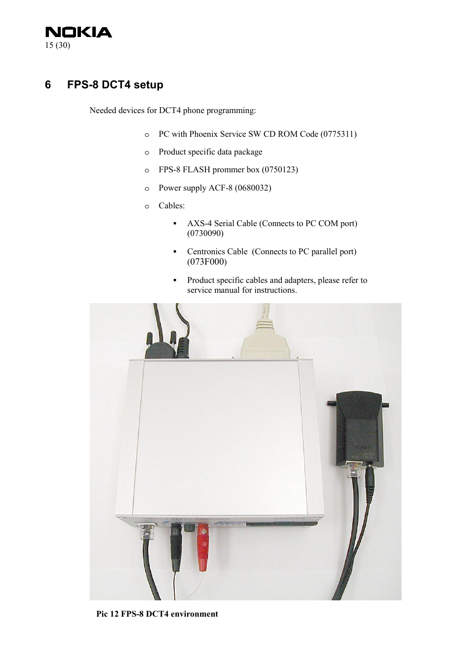 Fps-8 dct4 setup, 6fps-8 dct4 setup | Nokia FPS-8 User Manual | Page 15 / 30