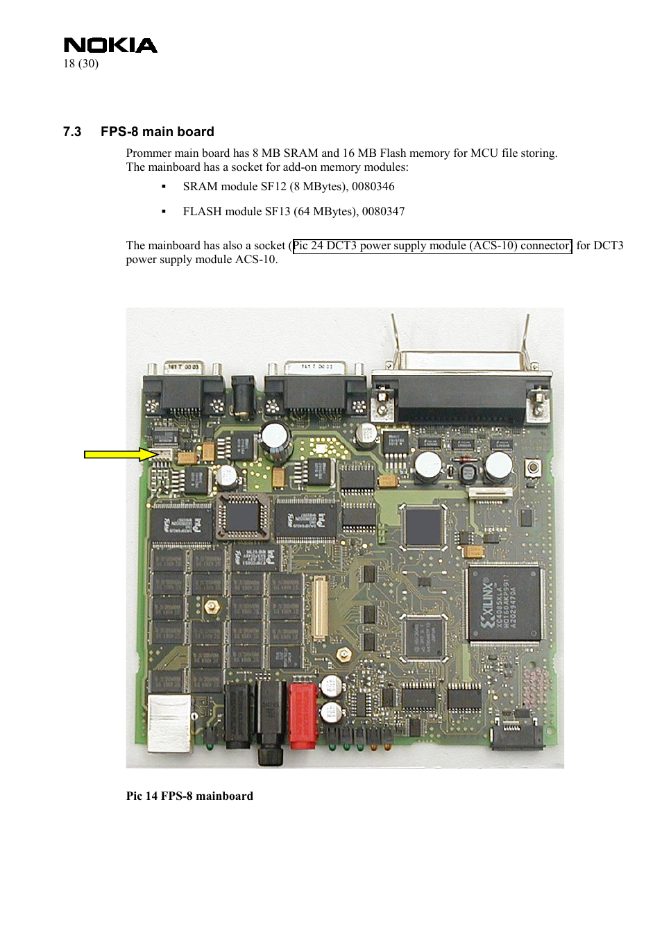 Fps-8 main board | Nokia FPS-8 User Manual | Page 18 / 30