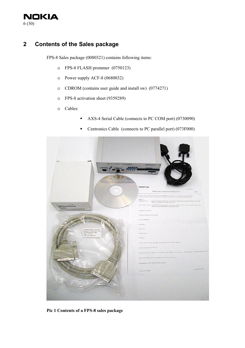 Contents of the sales package, 2contents of the sales package | Nokia FPS-8 User Manual | Page 6 / 30