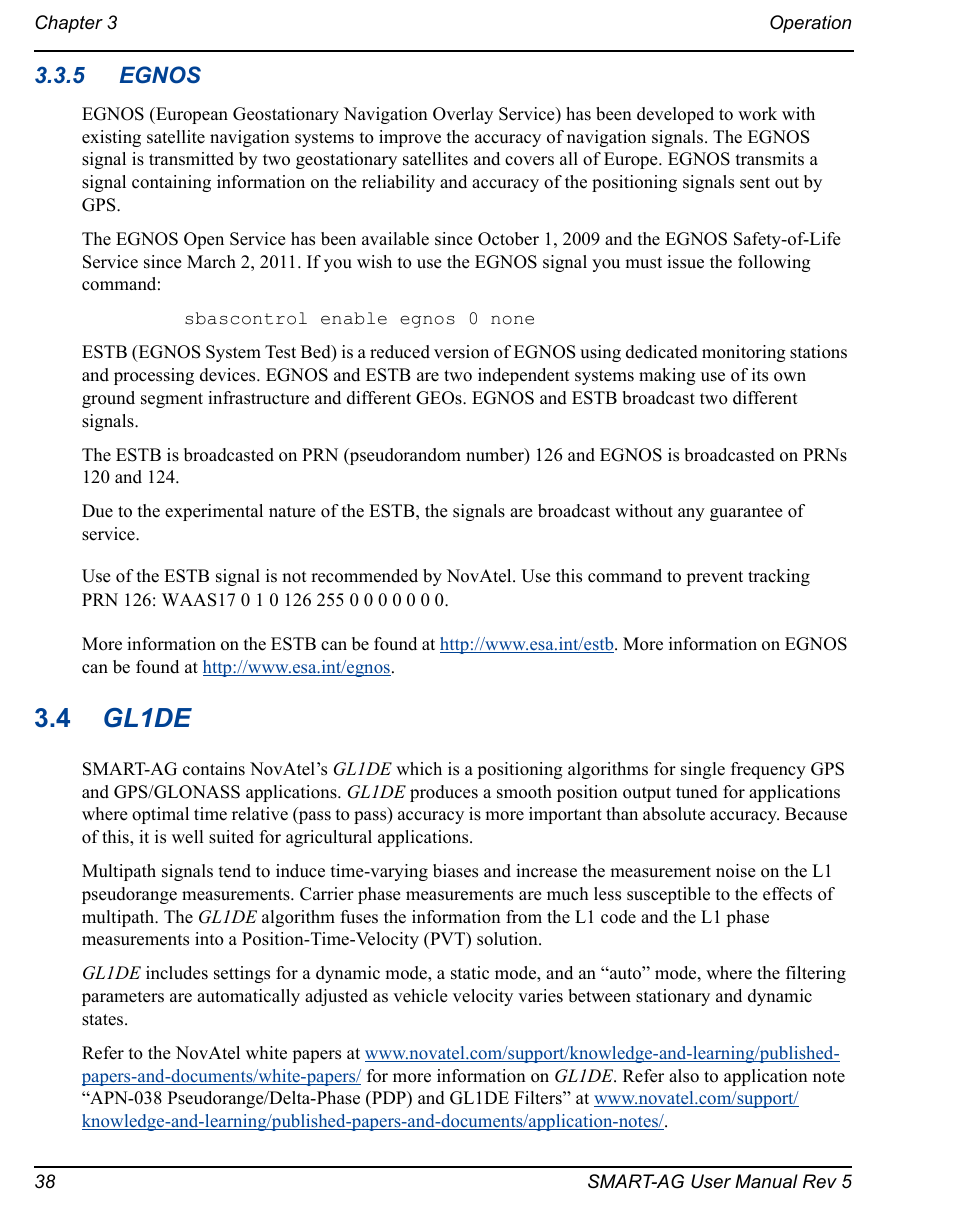 4 gl1de, 5 egnos | Novatel GNSS Receiver and Antenna SMART-AG User Manual | Page 38 / 92