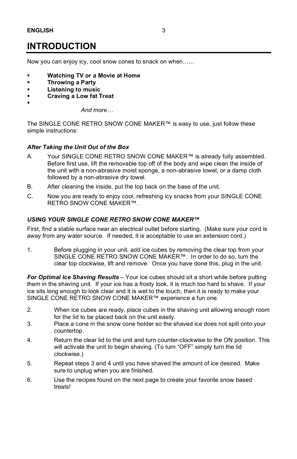 Introduction | Nostalgia Electrics Retro RSM-702 User Manual | Page 5 / 8