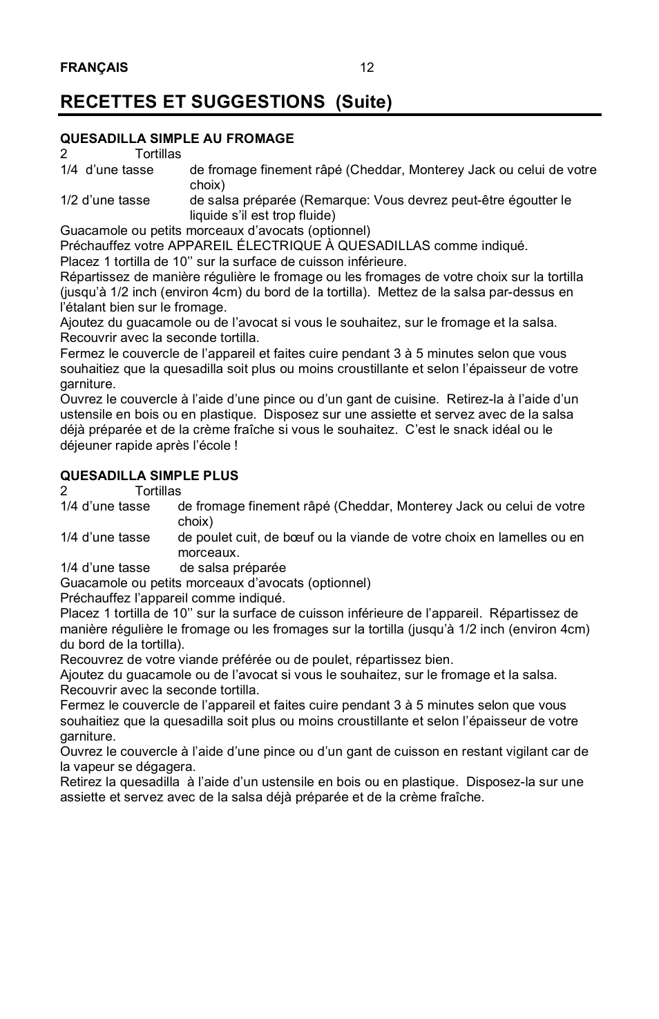Recettes et suggestions (suite) | Nostalgia Electrics EQM-SERIES User Manual | Page 14 / 23