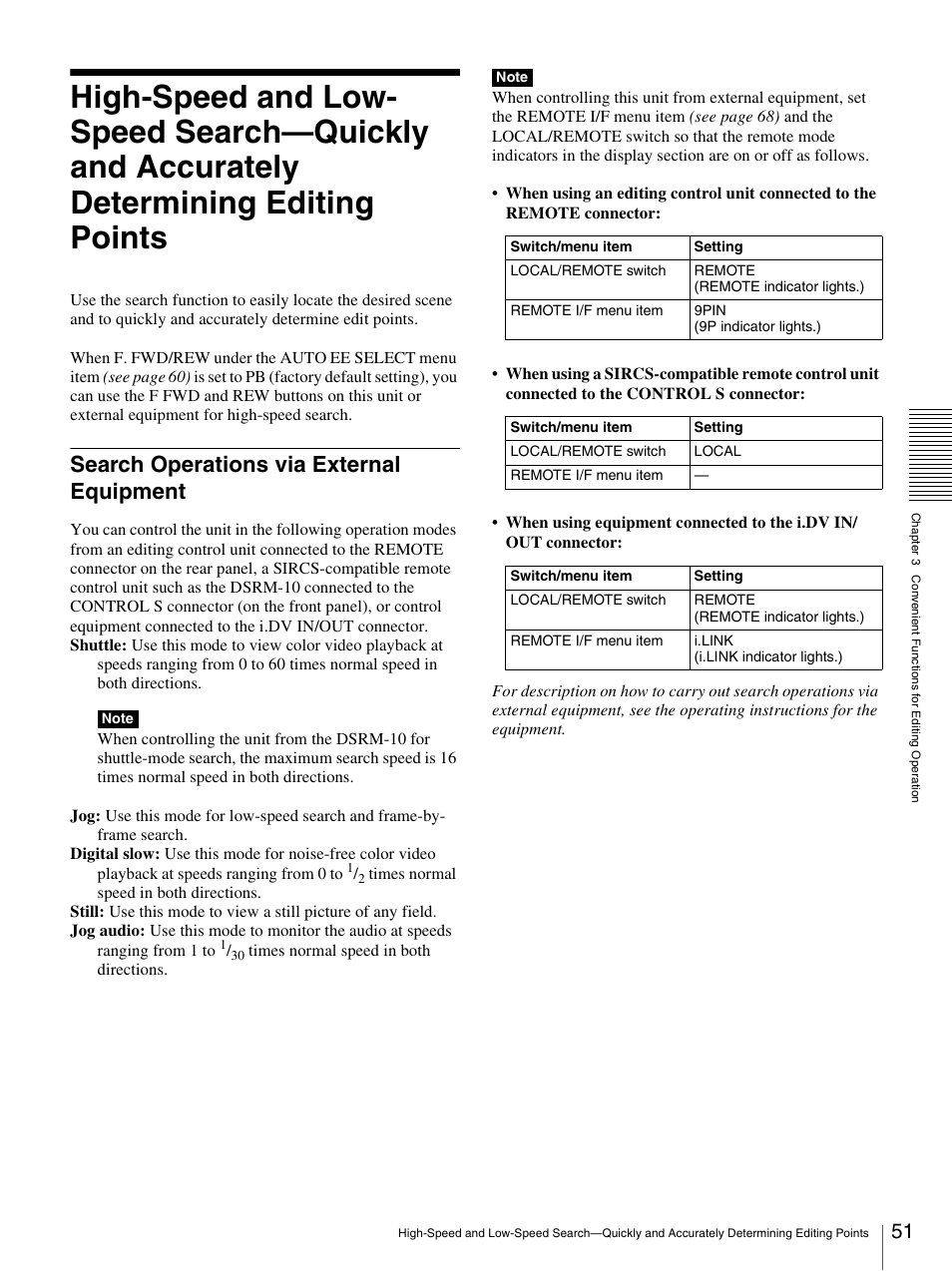 Search operations via external equipment, High-speed and low-speed search—quickly and | Nikon DSR-1500AP User Manual | Page 51 / 112
