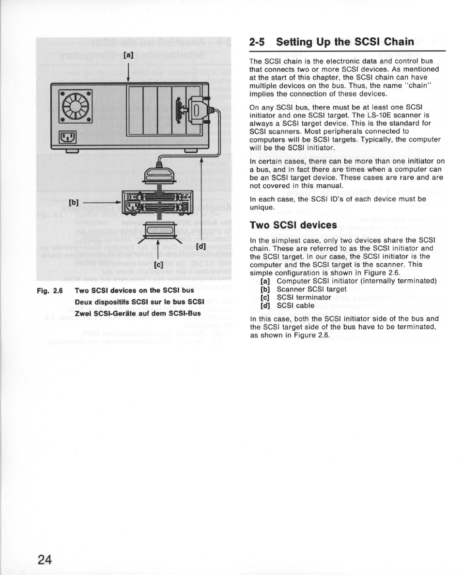 5 setting up the scsi chain, Two scsi devices | Nikon 35MM Film Scanner LS-10E User Manual | Page 24 / 82