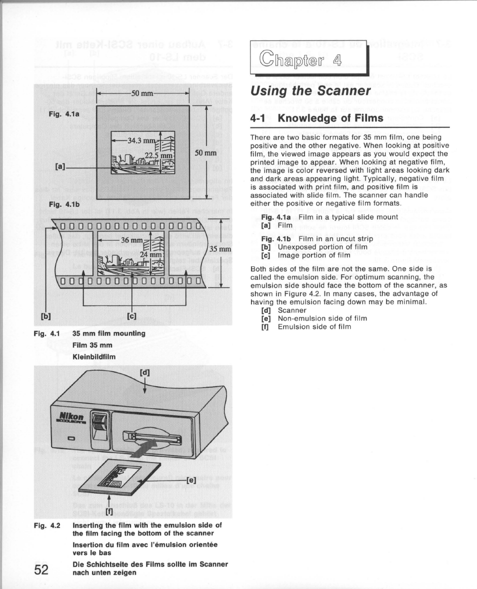 Using the scanner, 1 knowledge of films | Nikon 35MM Film Scanner LS-10E User Manual | Page 52 / 82