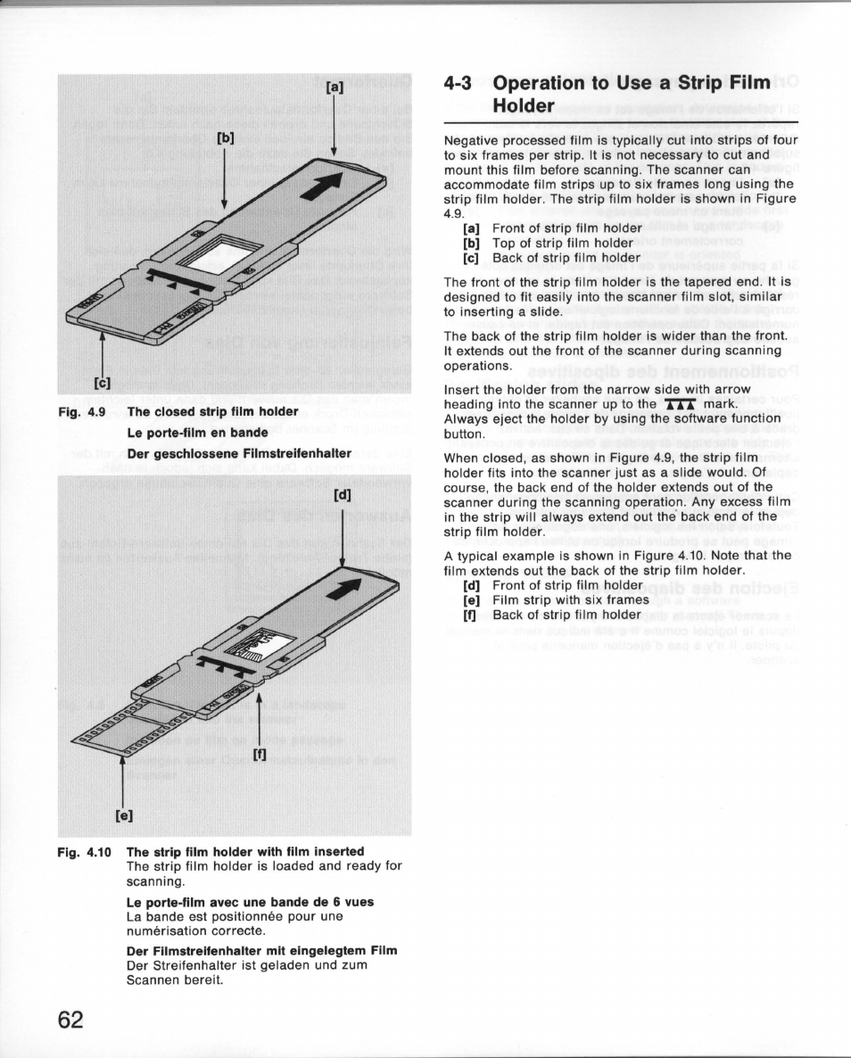 3 operation to use a strip fiim holder, Operation to use a strip film holder | Nikon 35MM Film Scanner LS-10E User Manual | Page 62 / 82