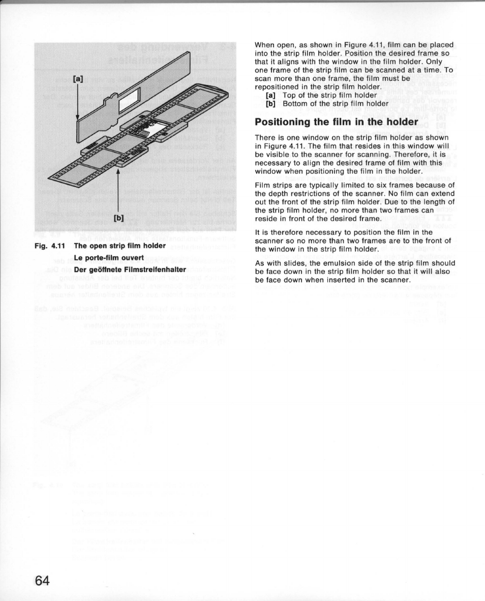 Positioning the fiim in the holder | Nikon 35MM Film Scanner LS-10E User Manual | Page 64 / 82