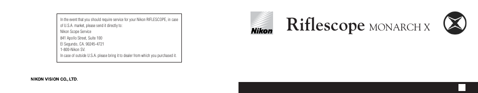 Nikon Monarch X 4-16x50 SF User Manual | 6 pages