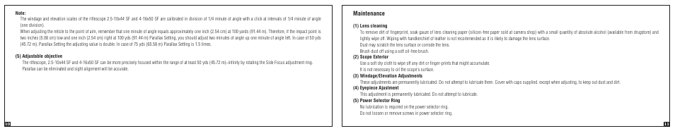 Maintenance | Nikon Monarch X 4-16x50 SF User Manual | Page 6 / 6