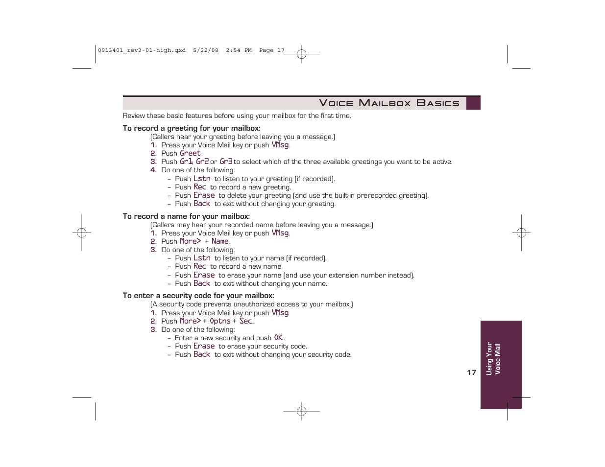 Voice mailbox basics | Nikon UX5000 User Manual | Page 17 / 20