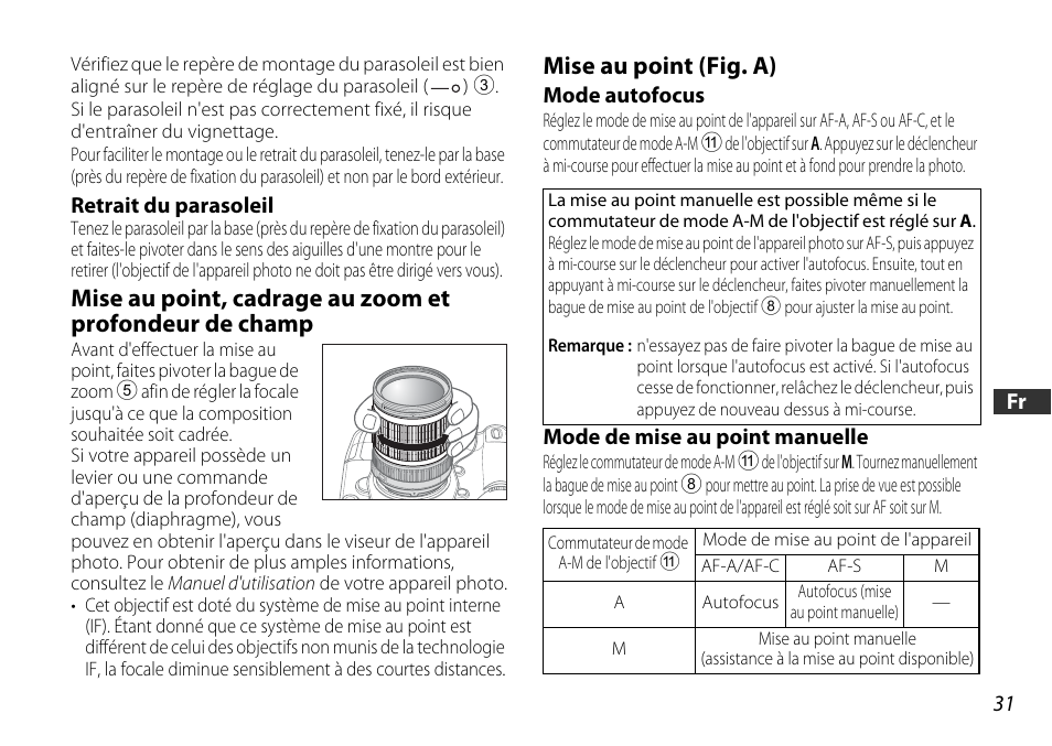 Mise au point (fig. a) | Nikon AF-S DX User Manual | Page 31 / 104