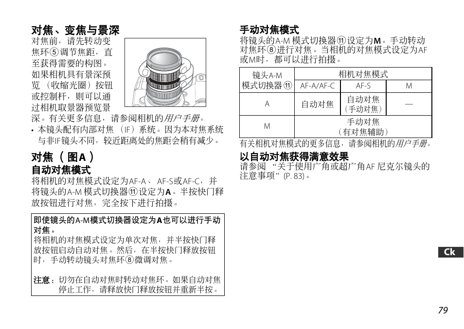 对焦、变焦与景深, 对焦（图a, 对焦 （图 a | Nikon AF-S DX User Manual | Page 79 / 104