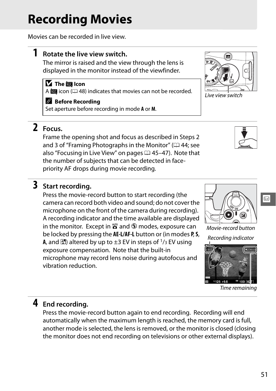 Recording movies | Nikon D5100 User Manual | Page 59 / 92