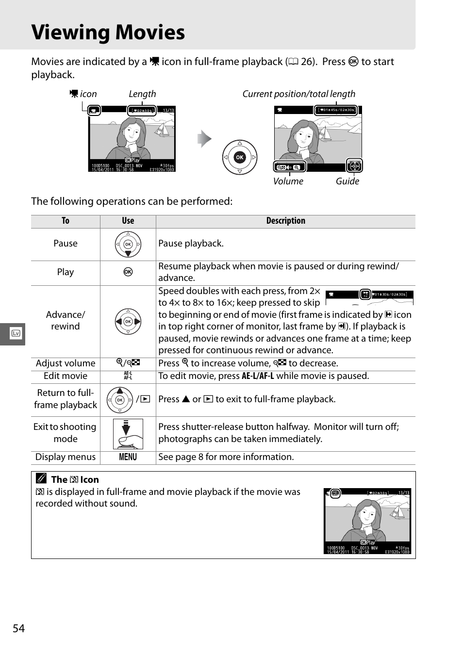 Viewing movies | Nikon D5100 User Manual | Page 62 / 92