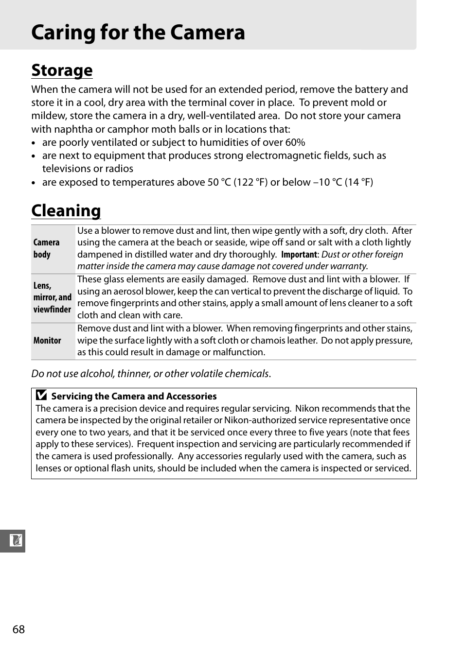 Caring for the camera, Storage, Cleaning | Nikon D5100 User Manual | Page 76 / 92