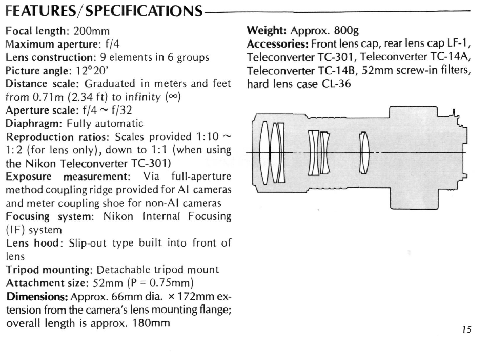 Nikon Micro-Nikkor 200mm f/4 IF User Manual | Page 15 / 27